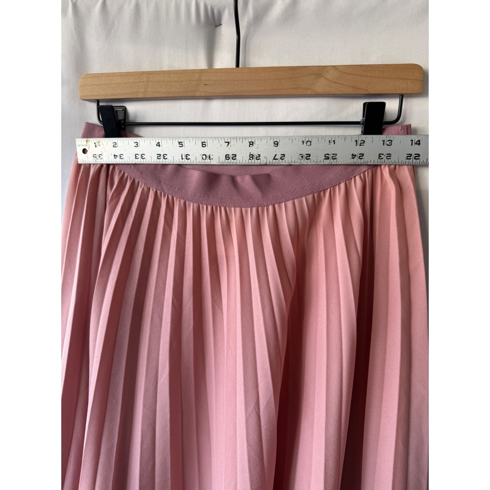 Pinko Made in Italy Two Tone Pink Pleated Midi Skirt Elastic Waist Size 42 - Picture 5 of 6
